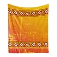 thumbnail image 1 of African Soft Flannel Fleece Throw Blanket, Theme Grunge Ornaments with Geometric Pattern Print, Cozy Plush for Indoor and Outdoor Use, 70" x 90", Orange and Marigold, by Ambesonne, 1 of 5