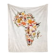 thumbnail image 1 of African Soft Flannel Fleece Throw Blanket, Travel Map Plan Traditional Objects Continental Culture Arts Craft, Cozy Plush for Indoor and Outdoor Use, 50" x 70", Multicolor, by Ambesonne, 1 of 5