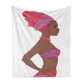 thumbnail image 1 of African Soft Flannel Fleece Throw Blanket, Zulu Woman Bandage Dress Necklace Female Illustration, Cozy Plush for Indoor and Outdoor Use, 50" x 60", Dark Coral Chocolate, by Ambesonne, 1 of 5