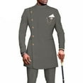 thumbnail image 1 of African Solid Color Men's Casual Suit Long Sleeved Tops and Pants Set Party Clothing, 1 of 2