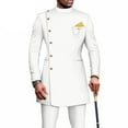 thumbnail image 1 of African Solid Color Men's Casual Suit Long Sleeved Tops and Pants Set Party Clothing, 1 of 2