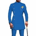 thumbnail image 1 of African Solid Color Men's Casual Suit Long Sleeved Tops and Pants Set Party Clothing, 1 of 2