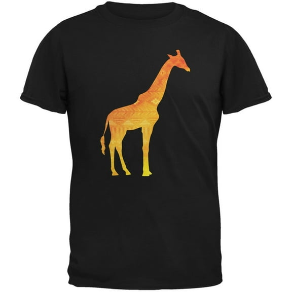 African Spirit Animal Giraffe Black Adult T-Shirt - Small