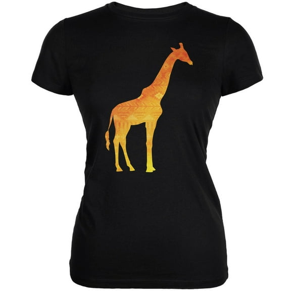 African Spirit Animal Giraffe Black Juniors Soft T-Shirt - Medium