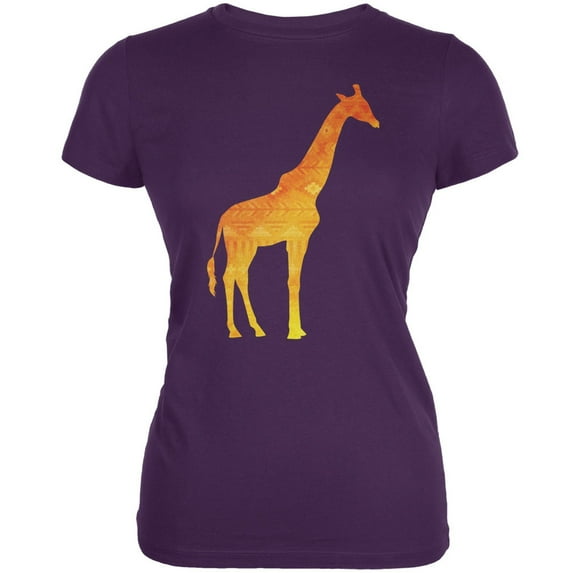 African Spirit Animal Giraffe Purple Juniors Soft T-Shirt - 2X-Large