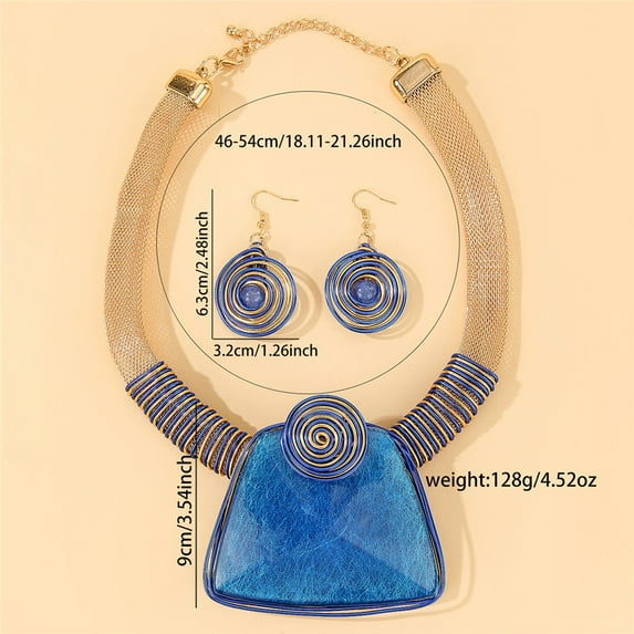 African Statement Necklace Earrings Set For Women Tribal Fashion Costume Jewelry Sets Big Resin Pendant Necklace Collar Choker Handmade Accessories