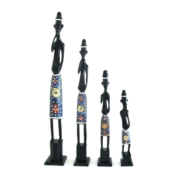African Statue Masai Stick People African Family- Set of 4 - OMA BRAND