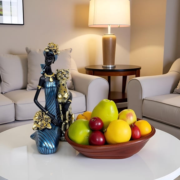 African  Statues,9.6" Animal Leopard Lady Figure Sculptures for Home Decorations/Living Room/Coffee Table/Shelves Figurines/Art Ornaments/Housewarming Decor
