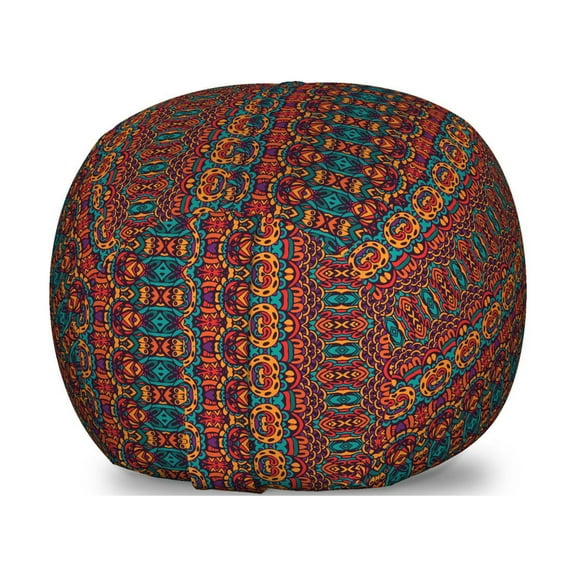 African Storage Toy Bag Chair, Folkloric and Psychedelic Ornament Pattern Indigenous Motifs with Colorful Design, Stuffed Animal Organizer Washable Bag, Large Size, Multicolor, by Ambesonne