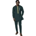 thumbnail image 1 of African Suit for Men Traditional Jacquard Bazin Tops and Pants 2 Piece Set Party Wedding Evening Men Suit, 1 of 5