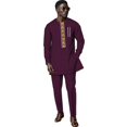thumbnail image 1 of African Suit for Men Traditional Jacquard Bazin Tops and Pants 2 Piece Set Party Wedding Evening Men Suit, 1 of 5