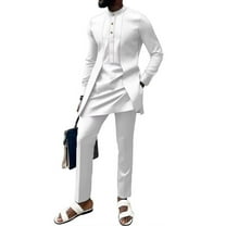 African Suit for Men Wedding Dashiki Outfit 2 pcs African Mens Clothes Long Sleeve African Top and Pant set for Party