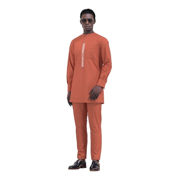 African Suits for Men Dashiki Wedding Outfits Embroidery Mens Formal causal Attire 2 pcs Nigerian Clothes O-Neck