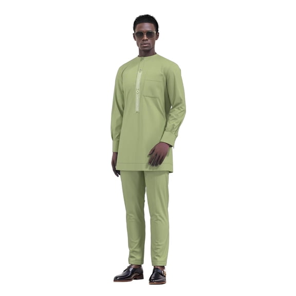 African Suits for Men Dashiki Wedding Outfits Embroidery Mens Formal causal Attire 2 pcs Nigerian Clothes O-Neck