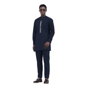 African Suits for Men Dashiki Wedding Outfits Embroidery Mens Formal causal Attire 2 pcs Nigerian Clothes O-Neck
