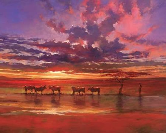 African Sunset Canvas Art - Jonathan Sanders (24 x 30)