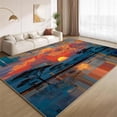 African Sunset Nature Area Rugs Abstract Tree Silhouette Rugs Soft ...