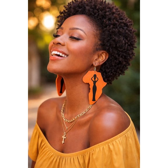 RubyLee Elegance African Sunset Silhouette Statement Earrings for Women