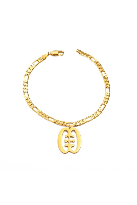 African Symbol Bracelets 14k Yellow Gold Africa Bangles Material Adinkra Gye Nyame Hand Chains Ethnic Jewelry
