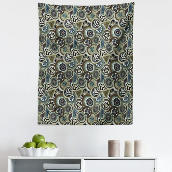 African Tapestry, Abstract Circles and Triangles Exotic Indigenous Art Design from Timeless Culture, Fabric Wall Hanging Decor for Bedroom Living Room Dorm, 5 Sizes, Multicolor, by Ambesonne