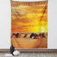 thumbnail image 1 of African Tapestry, African Landscape of a Small Town with Horizon Skyline at Dawn Ethiopian Photography, Wall Hanging for Bedroom Living Room Dorm Decor, 60W X 80L Inches, Orange, by Ambesonne, 1 of 5