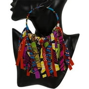 African Tassel Women Earrings Ankara Fringe Hoop Earrings Women WYB1198