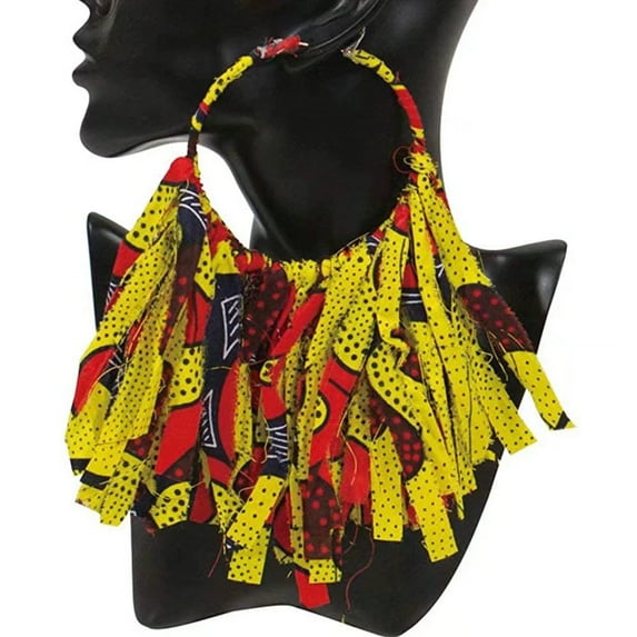 African Tassel Women Earrings Ankara Fringe Hoop Earrings Women WYB1198