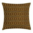 thumbnail image 1 of African Throw Pillow Cushion Cover, Ethnic Traditional Artistic Ornament Striped Pattern Leopard Skin Artwork, Decorative Square Accent Pillow Case, 18 X 18 Inches, Umber Brown Marigold, by Ambesonne, 1 of 2