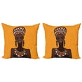 thumbnail image 1 of Ambesonne African Throw Pillow Cover 2 Pack, Long Neck Folk, 24", Multicolor, 1 of 2