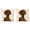 thumbnail image 1 of Ambesonne African Throw Pillow Cover 2 Pack, Portrait Folk Art, 20", Multicolor, 1 of 2