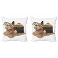 thumbnail image 1 of Ambesonne African Throw Pillow Cover 2 Pack, Woman with Pot, 18", Multicolor, 1 of 2