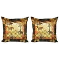thumbnail image 1 of Ambesonne African Throw Pillow Cover 2 Pack, Grunge Elephants Roses, 24", Multicolor, 1 of 2