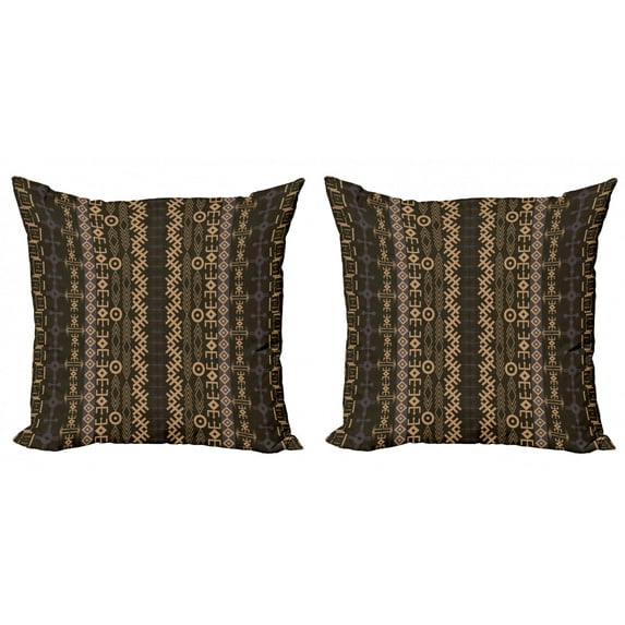 Ambesonne African Throw Pillow Cover 2 Pack, Shapes Arrows, 18", Earth Yellow Bluegrey