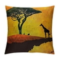 thumbnail image 1 of African Throw Pillow Cushion Cover, Savannah Map Continent Giraffe and Tree Silhouette Wild Design Illustration, Decorative Square Accent Pillow Case,, 1 of 5