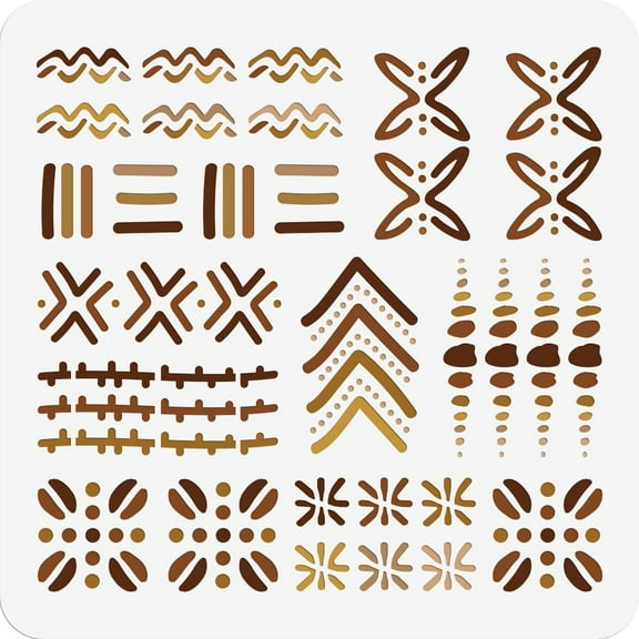 African Tie-Dye Painting Stencil 11.8x11.8 Inch Textures DIY Art and Craft Stencils Hollow Out Drawing Template for Wood Fabric Paper Walls Canvas Furniture 1 Sheet