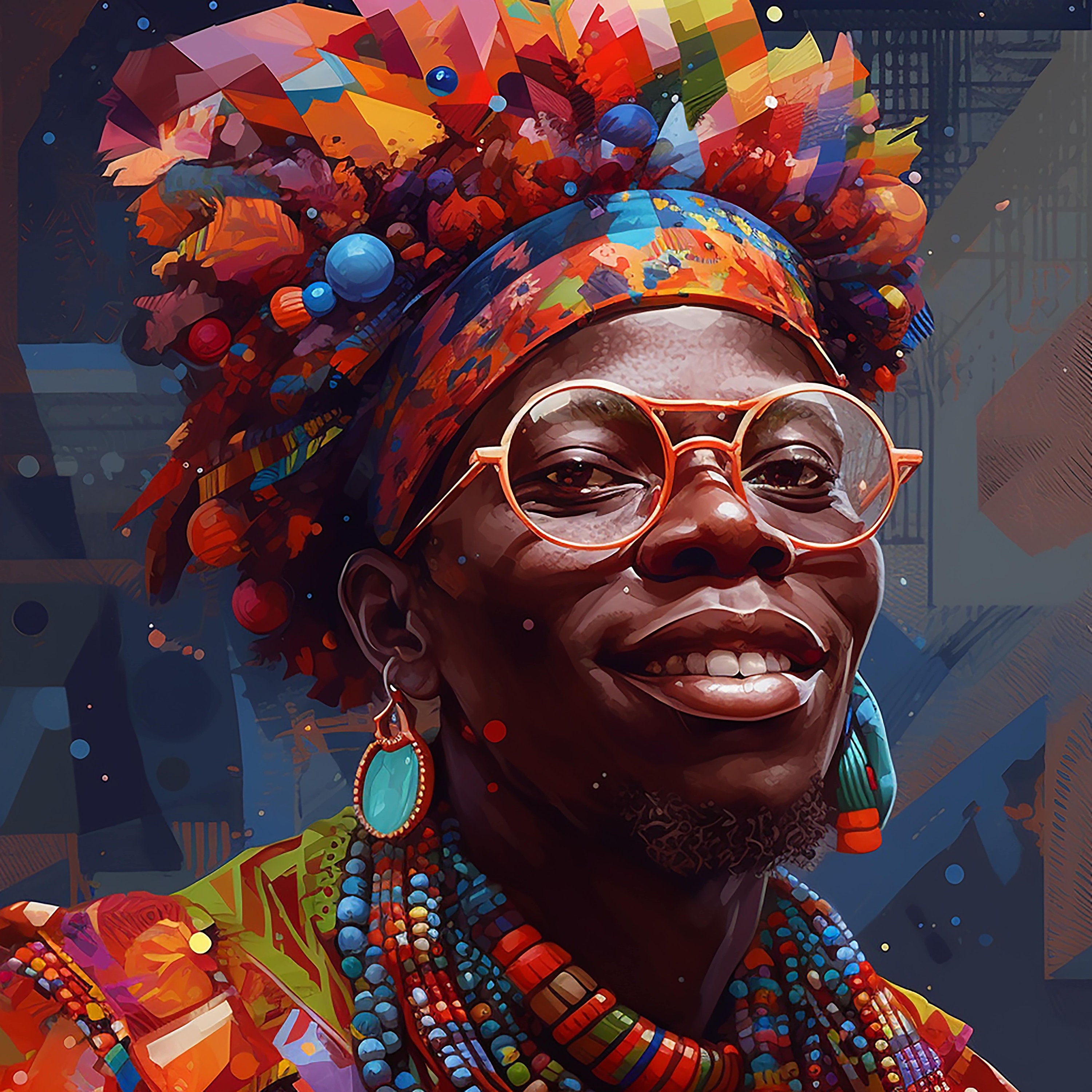 African Traditional Culture Black Woman Portrait Posters Prints Color