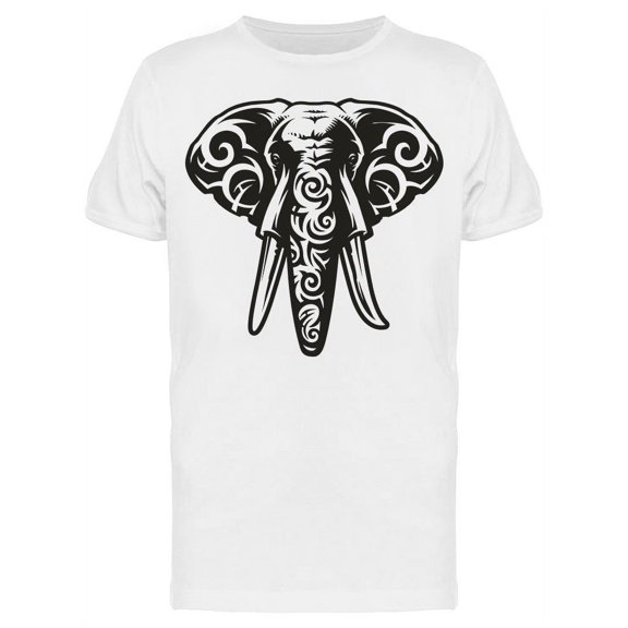 African Tribal Elephant Head T-Shirt Men -Image by Shutterstock, Male XX-Large