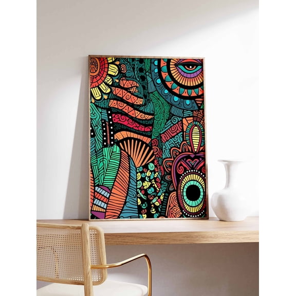 African Tribal Geometric Pattern Poster Unframed Paper Print