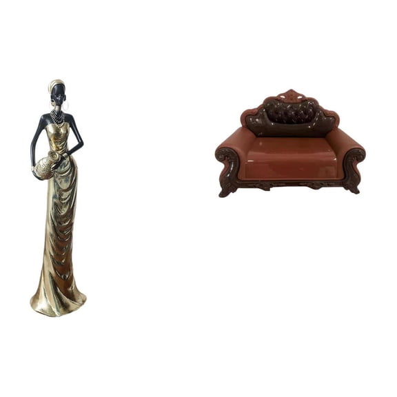 African Tribal Lady Sculpture Mini Bench Chair European Sofa Model Resin Design for Office Bedroom Gift