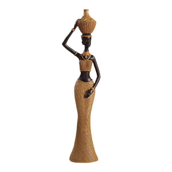African Tribal Lady Statue Resin Ornament Hand Crafted Decorative Collectible Art Piece for Family and Friends Multipurpose B
