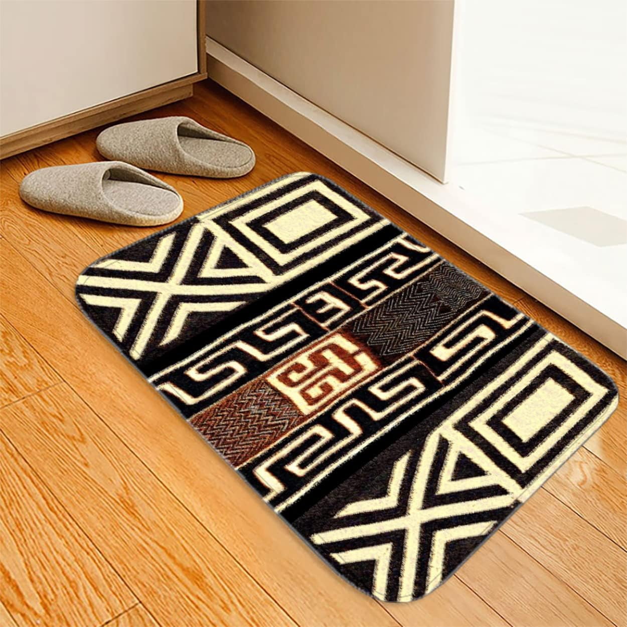 African Tribal Print Rug Non Slip Bath Mat, Indian Abstract Totem Soft