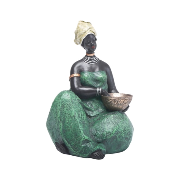 African Tribal Woman Sculpture Resin Art Statue Home Decor Shelf Accent Desktop Figurine