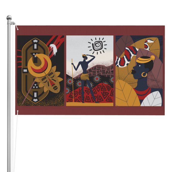 African Tribe Aborigine Tribal Double Sided Flag 3x5FT Reversible Garden Flag Outdoor Decor for House, Porch, Lawn, Yard, Indoor Wall, Party Decoration