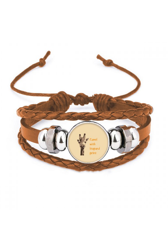African Tropical Animal Giraffe Bracelet Wristband Leather Jewelry Ornament