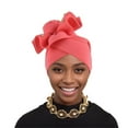 thumbnail image 1 of African Turban Cap for Women – Soft Double-Layered Headwraps with Diamond & Flower Pattern, Pre-Tied Ruffles Bonnet for Weddings, Parties & Daily Wear (Autogele Style), 1 of 3