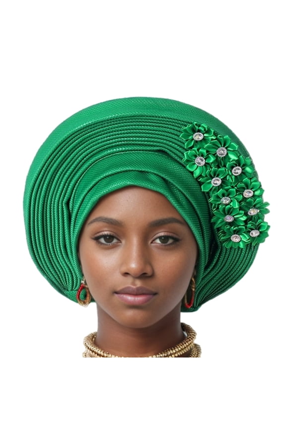 African Turban Volumiser Hat Female Traditional Wedding Headwrap Flower Bonnet