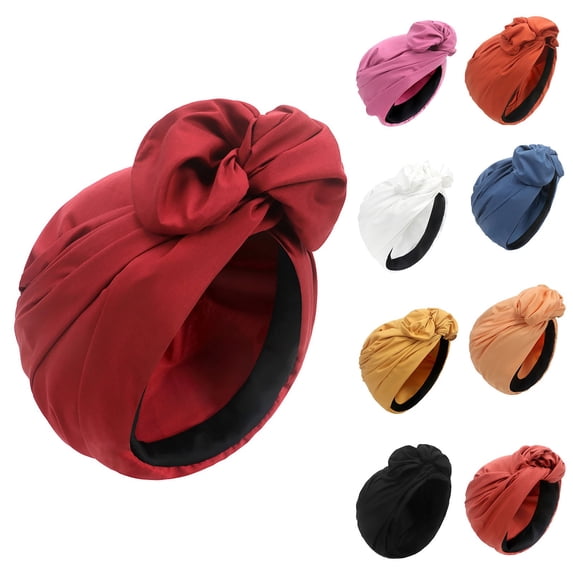 African Turban for Women, Solid Color Head Wrap with Fashion Bow, Stretchy Elegant Head Wrap, Versatile Headwear for Daily Style, Church and Special Occasions-A