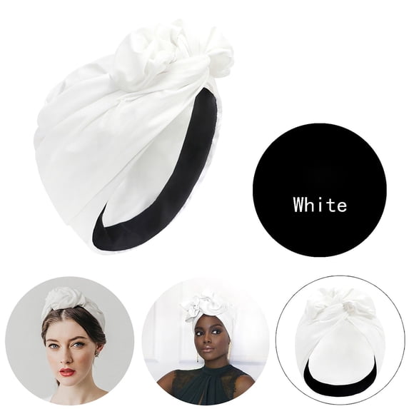 African Turban for Women, Solid Color Head Wrap with Fashion Bow, Stretchy Elegant Head Wrap, Versatile Headwear for Daily Style, Church and Special Occasions-White