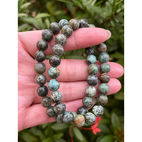 African Turquoise Crystal Bead Bracelet 8mm, Genuine African Turquoise Stretch Gemstone Bracelet, Healing Crystal Bracelet Bead Bracelet, Gift for Men & Women