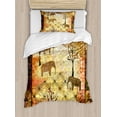 thumbnail image 1 of African Twin Size Duvet Cover Set, Patchwork Inspired Pattern Grunge Vintage Featured Elephants Trees Roses Print, Decorative 2 Piece Bedding Set with 1 Pillow Sham, Multicolor, by Ambesonne, 1 of 3